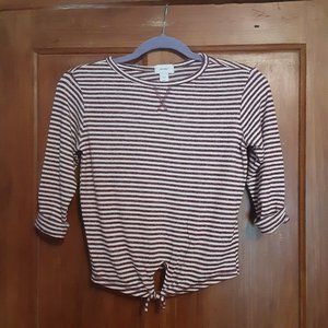 Old Navy Maroon/White Striped Top Size 6-7